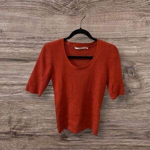 Francesca's Collections Orange Scoop Neck Sweater